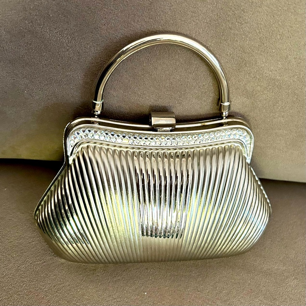 Cute Silver metal and jeweled handbag